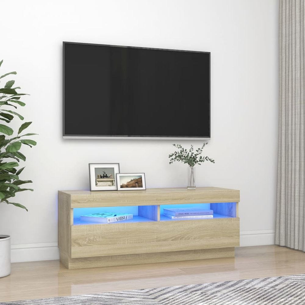 Vidaxl TV skrinka s LED svetlami dub sonoma 100x35x40 cm